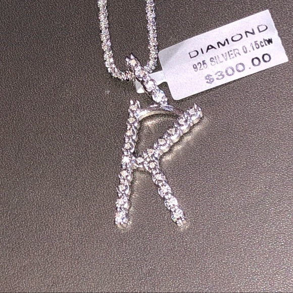 Stunning real diamond initial pendant w /beautiful Turkish chain not CZ not fake - Picture 6 of 9